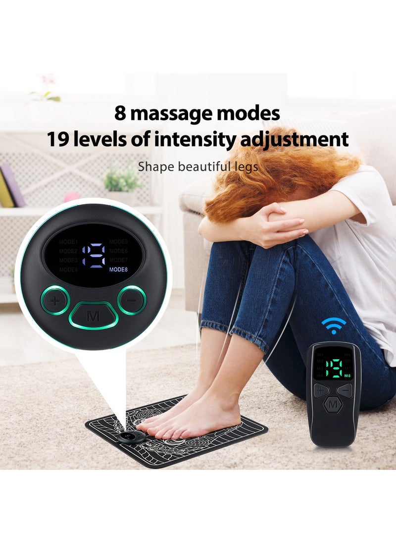 Wireless Remote Control Operation USB Rechargeable 8 Modes 19 Intensity Foot Acupoint Pulse EMS Massage Cushion Home Portable Foldable
