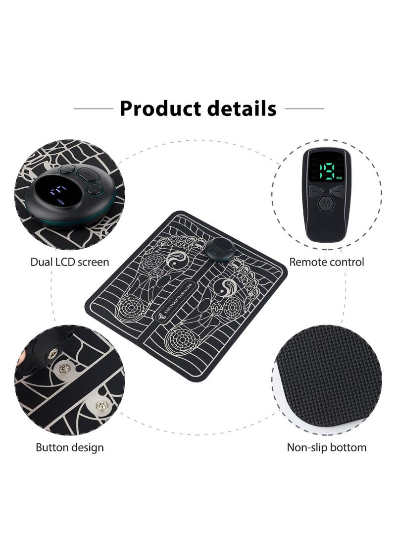 Wireless Remote Control Operation USB Rechargeable 8 Modes 19 Intensity Foot Acupoint Pulse EMS Massage Cushion Home Portable Foldable