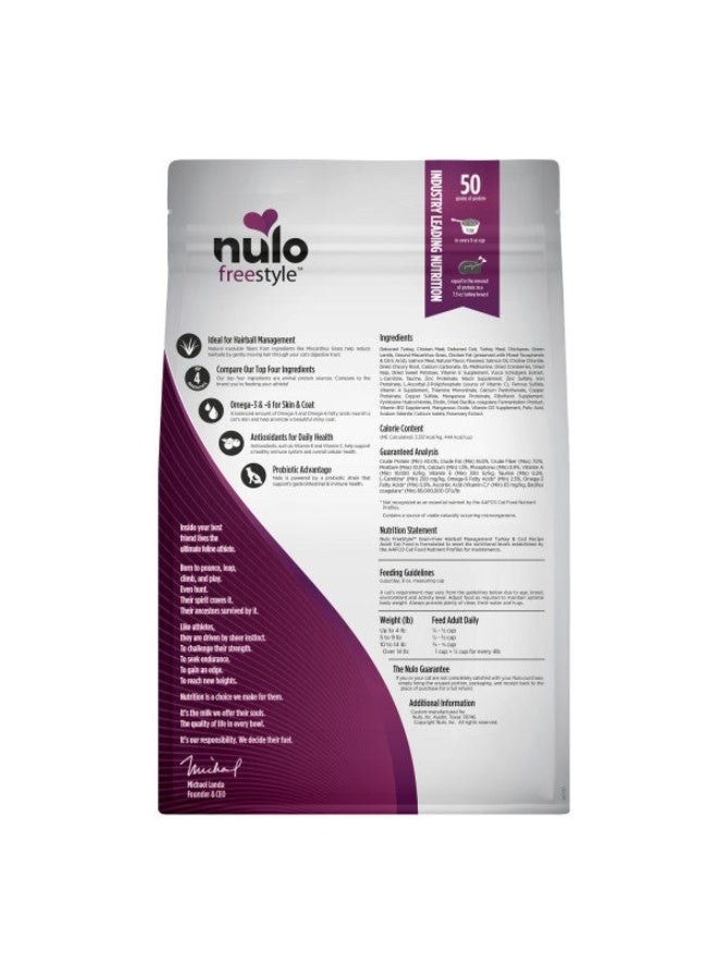 Nulo FreeStyle High-Protein Adult Hairball Management Turkey & Cod with Patented BC30 Probiotics Dry Cat Food 2.27kg - Image 2