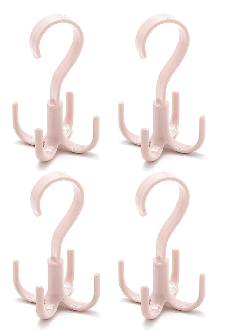 KolorFish Rotating Handbag Hanger Rack Closet Storage Organizer Hooks for Ladies Bag Belt Tie Scarf (Pack of 4) Pink - Image 1
