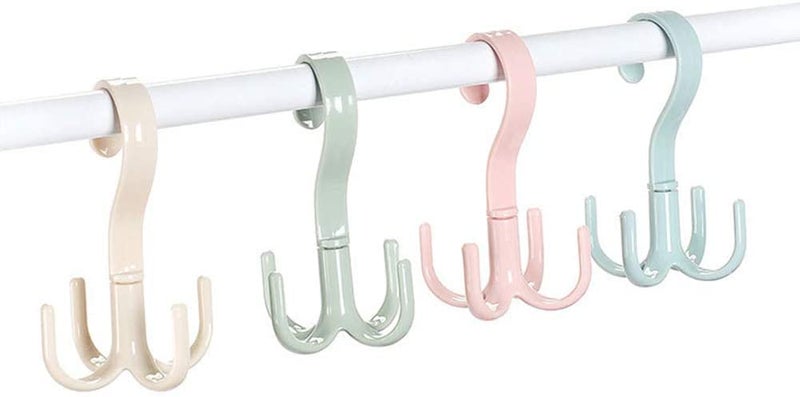 KolorFish Rotating Handbag Hanger Rack Closet Storage Organizer Hooks for Ladies Bag Belt Tie Scarf (Pack of 4) Pink - Image 4