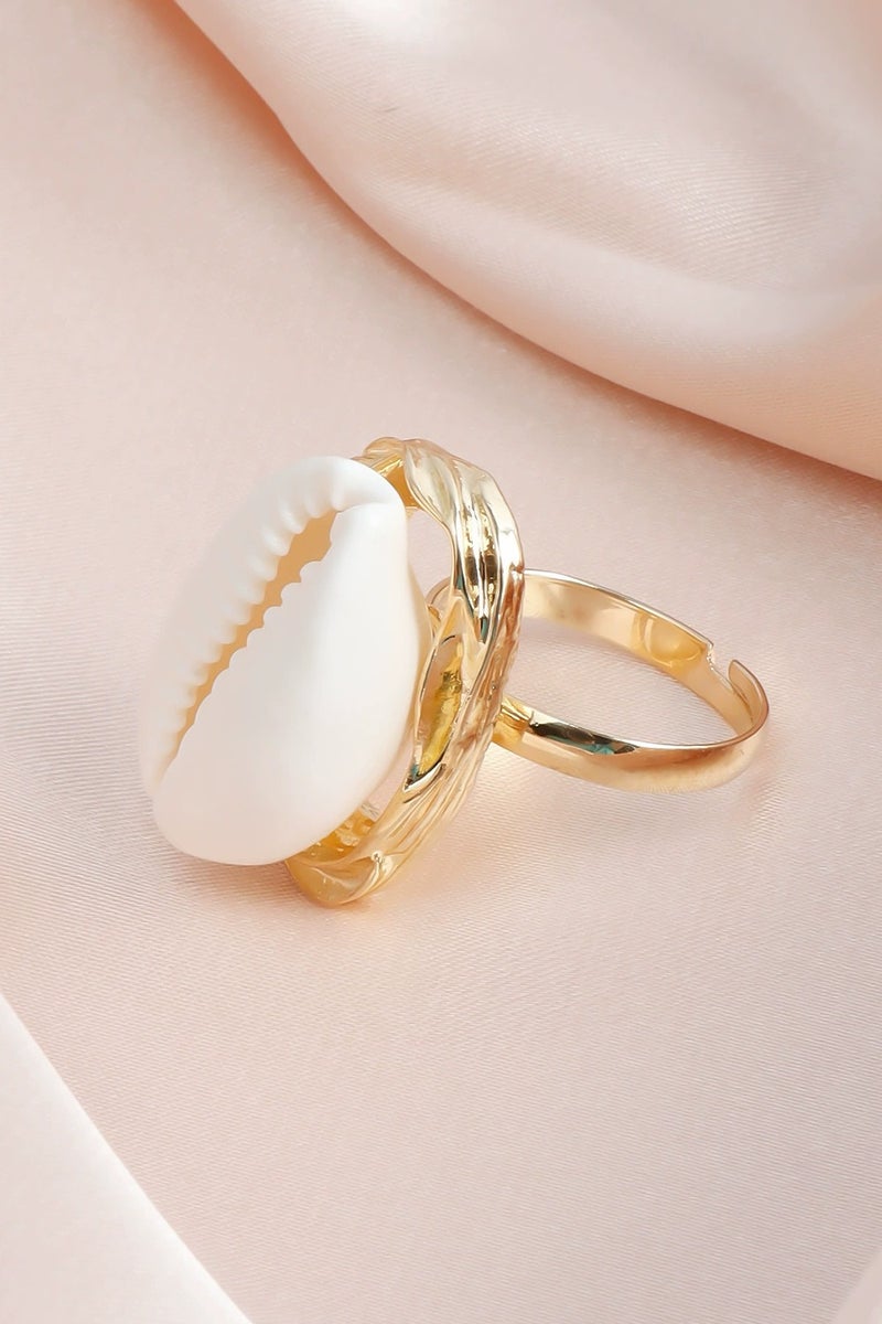 Goolsky Summer Shell Open Ring for Women | Minimalist Adjustable Beach Jewelry | Casual Boho Style Fashion Ring  - Image 2