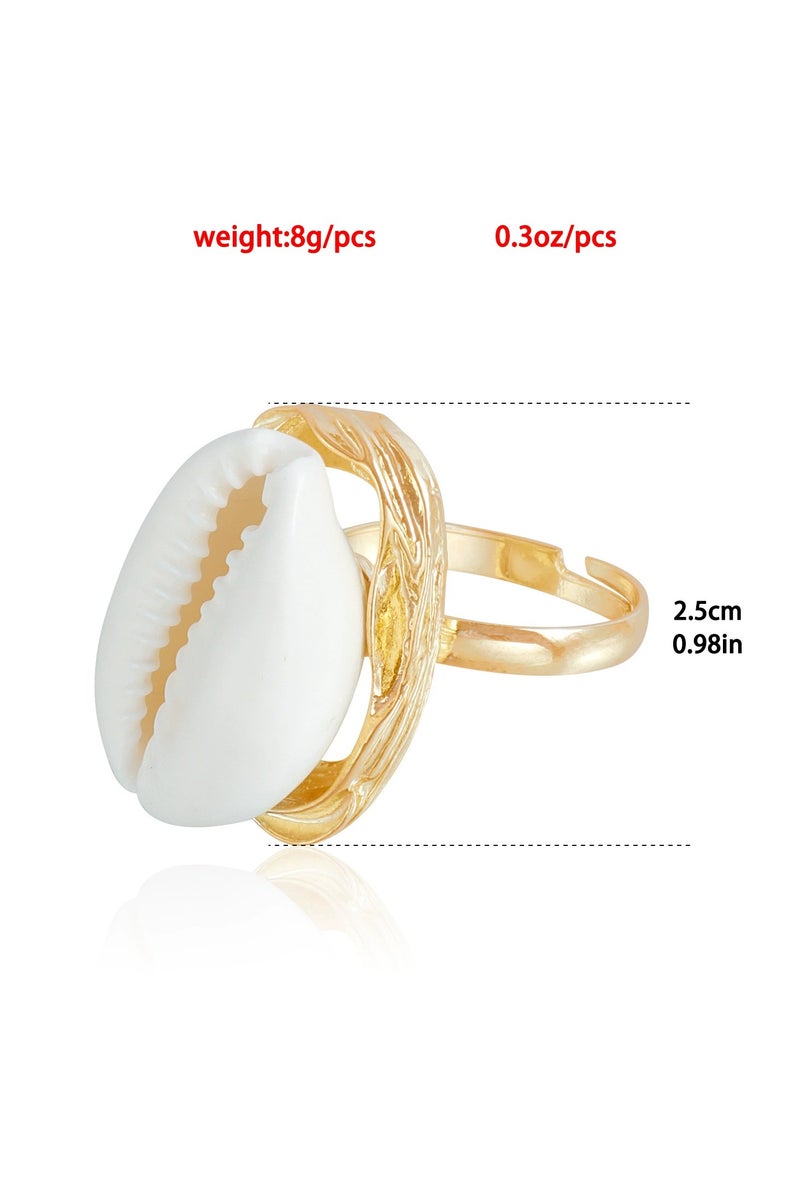 Goolsky Summer Shell Open Ring for Women | Minimalist Adjustable Beach Jewelry | Casual Boho Style Fashion Ring  - Image 4