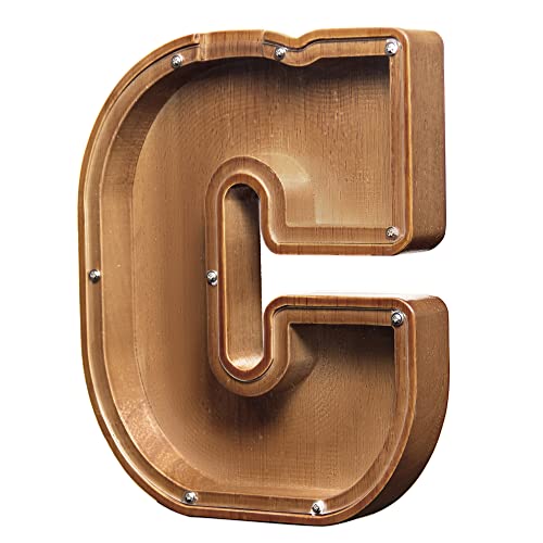 AORCMITN Large Wooden Letter Coin Personalized Piggy Bank for Boys Girls Kids Toddler Adults Money Bank Best Gift for Friends 92 InchC - Image 1