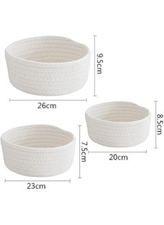 MIXDE 3pcs Cotton Rope Baskets, Small Woven Storage Basket for Bathroom Shelve Nursery Organizing Bins Organizer for Toys, Towels, Cosmetics, Jewelry and other Small Items White  - Image 2