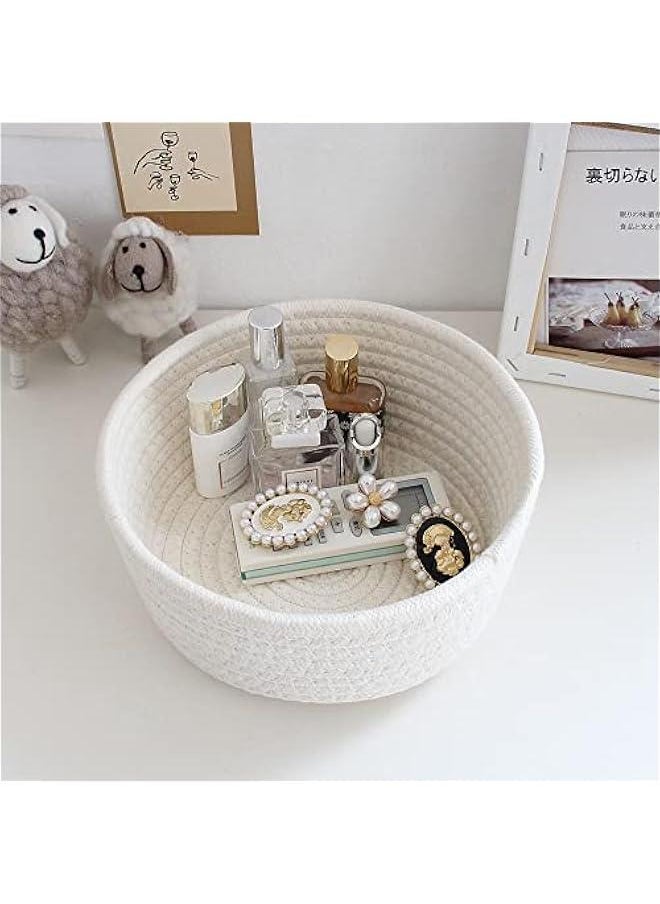 ميكسد ORiTi 3pcs Cotton Rope Baskets, Small Woven Storage Basket for Bathroom Shelve Nursery Organizing Bins Organizer for Toys, Towels, Cosmetics, Jewelry and other Small Items White  - Image 3