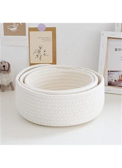 MIXDE 3pcs Cotton Rope Baskets, Small Woven Storage Basket for Bathroom Shelve Nursery Organizing Bins Organizer for Toys, Towels, Cosmetics, Jewelry and other Small Items White  - Image 5