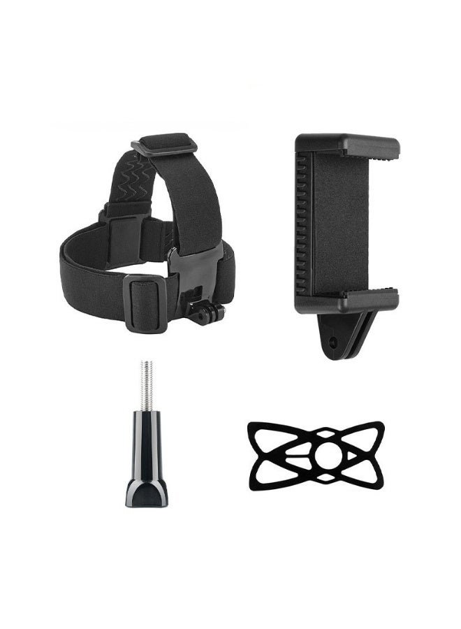 Head-Mounted Phone Holder & Head Strap Bundle, First-Person View Video Shooting Bracket with Phone Clamps, Outdoor Live Streaming Mount Compatible with Most Camera Phones & GoPro Accessories - Image 1
