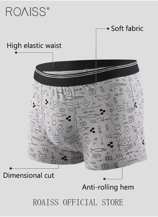 roaiss - Men Boxers 4 Pack Set Trend Men Teenage Boys Underwear Short Briefs High Elastic Classic Underwear - Image 1