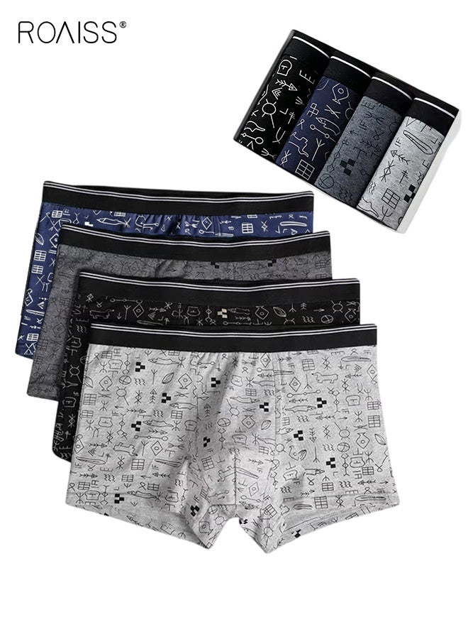 roaiss Men 4 Pack Seamless Underwear Set, Soft Stretchy Trunk Briefs with Elastic Waistbands, Breathable Mid-waist Boxer Briefs for Men, Ideal for Everyday Wear - Image 1