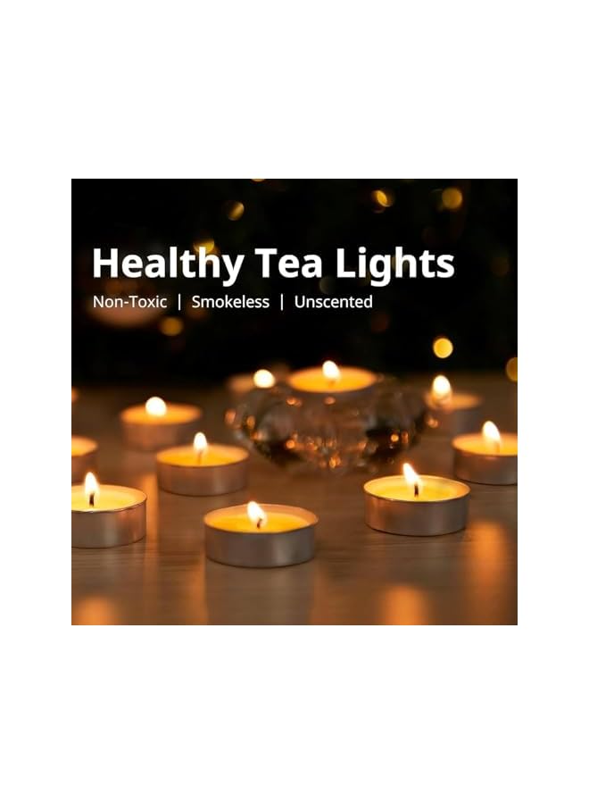 Green Tiger 100 Pack Tea Lights Candles, Tealight Candles,White Smokeless Dripless Long Lasting Tea Light Candles,Tea Candles for | Weddings | Party | Shabbat | Home Decorative Tealights - Image 3