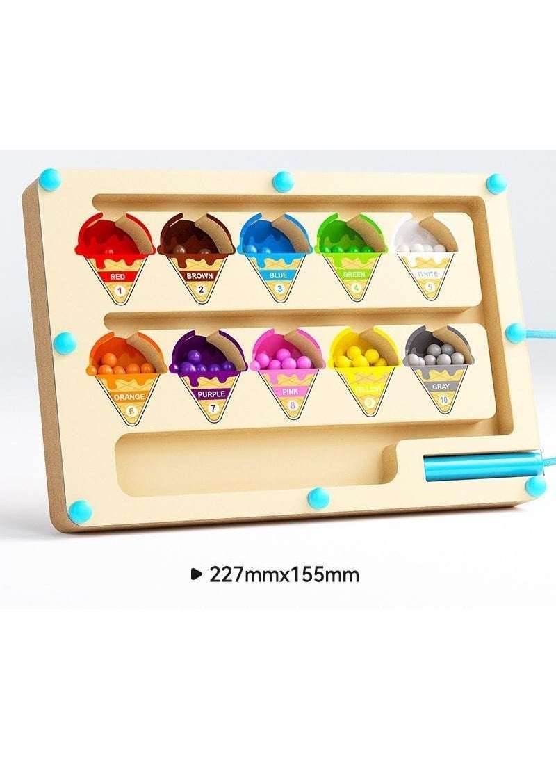 Twisoo Magnetic Color & Counting Maze for Toddlers – Montessori Puzzle Board with Magnetic Pen (Dinosaur, Paint, Ice Cream & Alphabet Themes), Color Matching & Number Recognition - Image 1