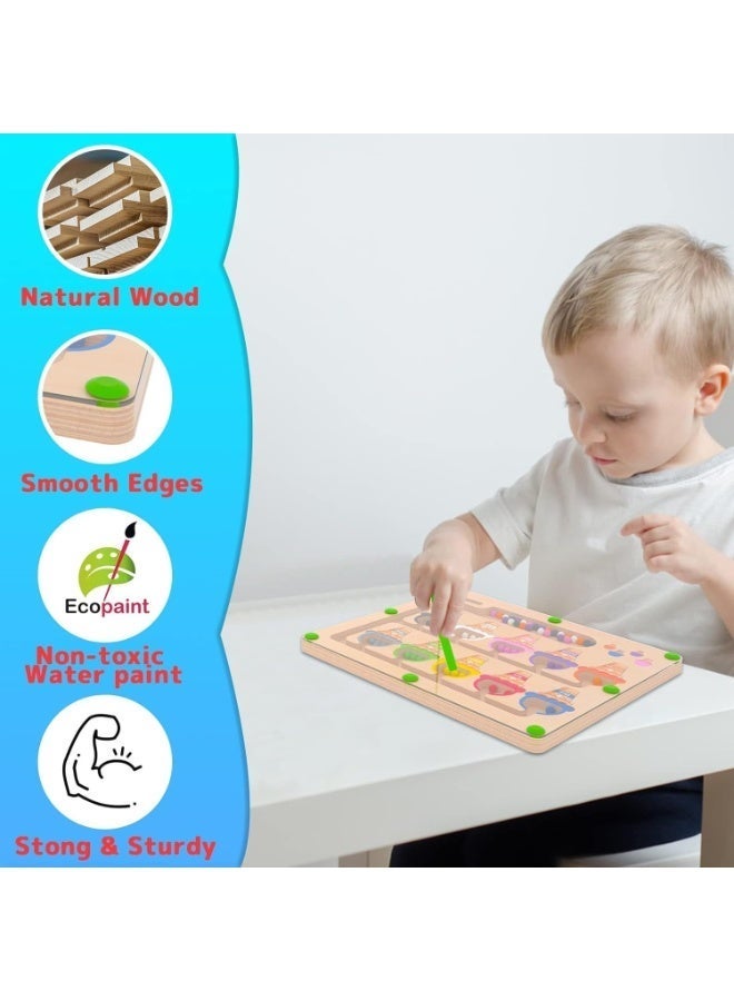 Twisoo Magnetic Color & Counting Maze for Toddlers – Montessori Puzzle Board with Magnetic Pen (Dinosaur, Paint, Ice Cream & Alphabet Themes), Color Matching & Number Recognition - Image 4