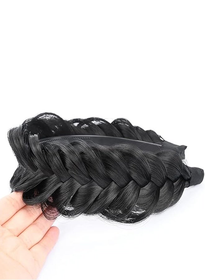 DUNISO Wide Braided Headband Hoop, Chunky Fishtail Braided Hair Band Hairpiece for Girls Women ,Wide Messy Braided Headband with Teeth ,Elastic Non-slip Hairpiece Band,Beauty Hair Accessories for Women and Girl（Black） - Image 4