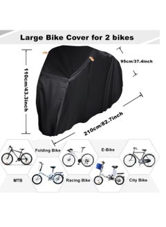 Excefore Waterproof Bike Cover, Large Bike Cover For 2 Bikes, 210x9 5x110cm 210T Bike Covers For Outside Storage, Outdoor Waterproof Bicycle Cover, Anti UV Rain Bike Covers With Storage Bag For Mountain E-bike  - Image 2