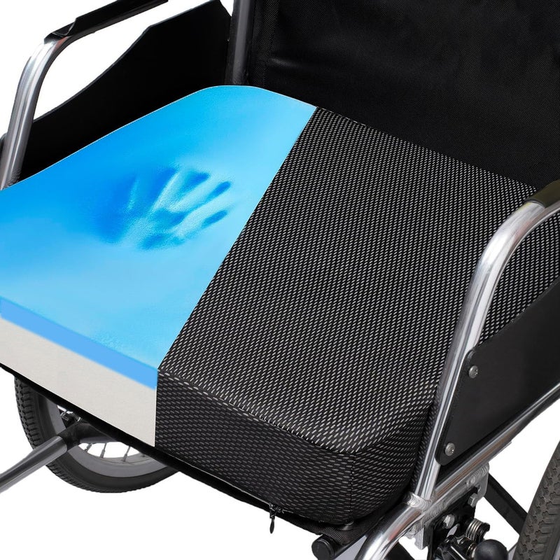 CYLEN Ifoam Gel Infused Memory Foam Layer Wheelchair Cushion - Seat Cushion for Wheelchair-Office Chair, Kitchen Chair, Car Seats-Pressure Sore and Tailbone Pain Relief-High Dense Polyfoam Base(Black) - Image 1