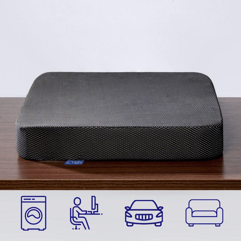 CYLEN Ifoam Gel Infused Memory Foam Layer Wheelchair Cushion - Seat Cushion for Wheelchair-Office Chair, Kitchen Chair, Car Seats-Pressure Sore and Tailbone Pain Relief-High Dense Polyfoam Base(Black) - Image 5