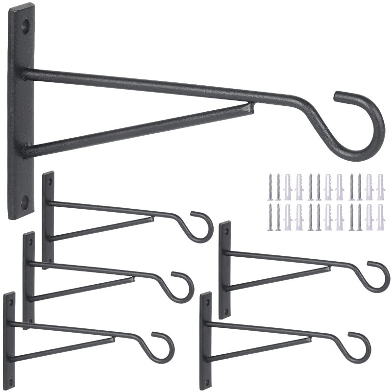 Eyrosa 8 Hanging Plant Hooks 6 Pack Hanging Basket Bracket Wall Hooks Plant Hangers Outdoor for Fence LanternWind Chime