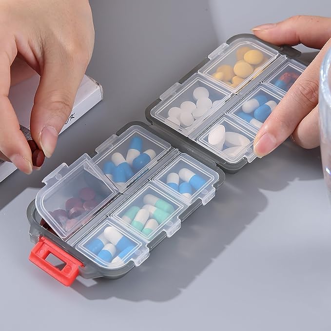 AILEXIM Medicine Pill Box with Travel Medicine Case Kit | Pocket Daily Pharmacy Container | Mini Pocket Size Travel use medicine Organizer Box | Flip Design Double Layer Tablet or Capsule Case (1) - Image 4