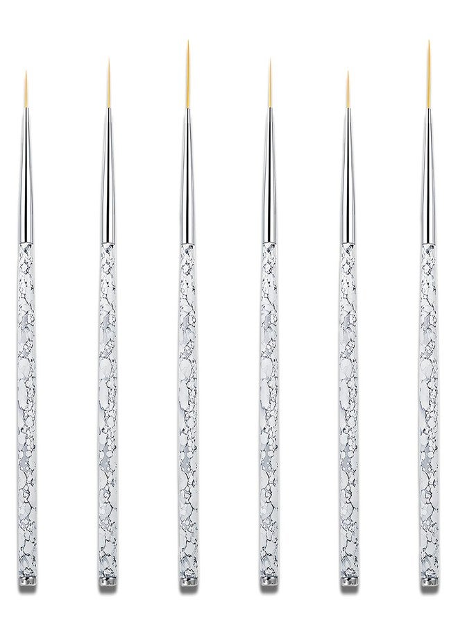 Kootinn 6-Piece Professional Fine Nail Art Liner Brush Set - UV Gel Painting Acrylic Brushes for Short Strokes, Details, Blending, Elongated Lines - Image 1