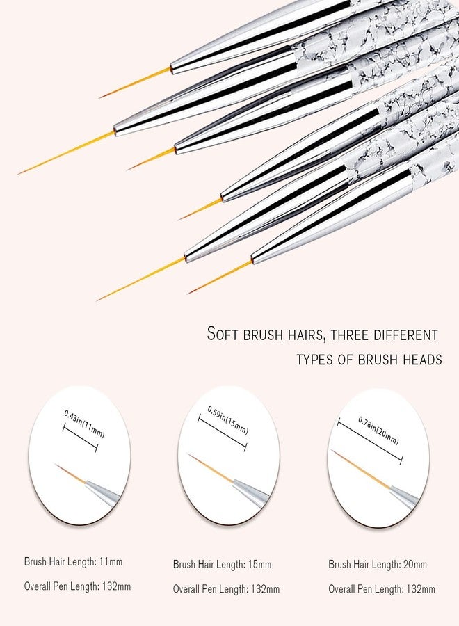 Kootinn 6-Piece Professional Fine Nail Art Liner Brush Set - UV Gel Painting Acrylic Brushes for Short Strokes, Details, Blending, Elongated Lines - Image 2