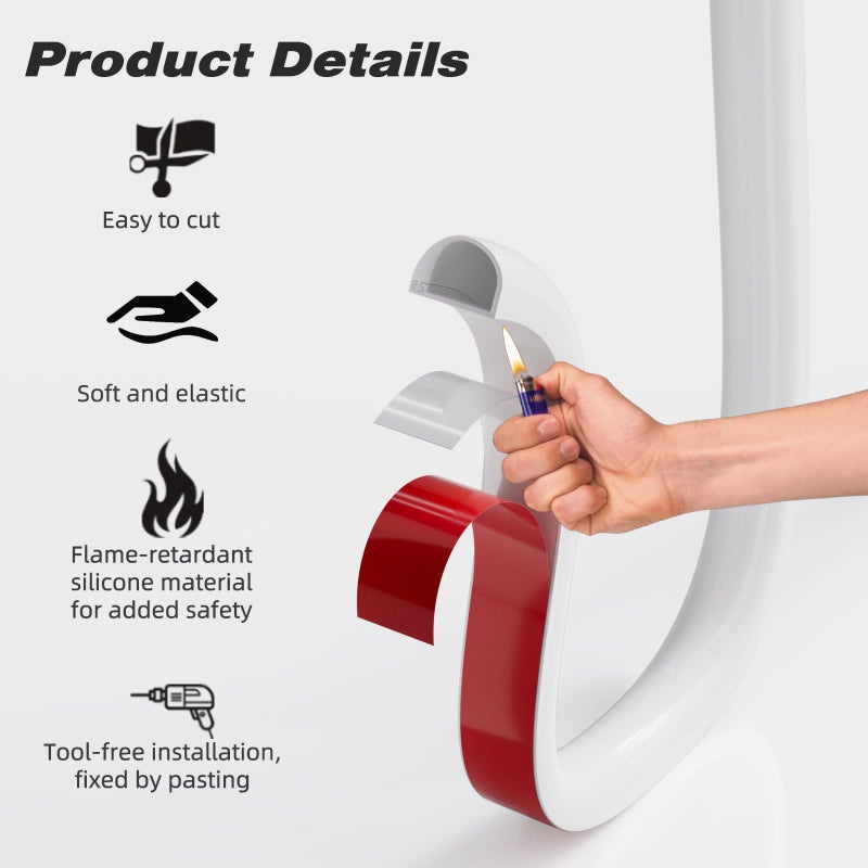 ESUFEIR Silicone Cord Hider Wall for 1 Cable,Side-Opening Cord Covers for Wire on Wall,Self-Adhesive Cable Hider Raceway,Small TV Wire Hider, Flexible MINI TV Cord Hider for Wall Mounted TV(39''-White) - Image 3