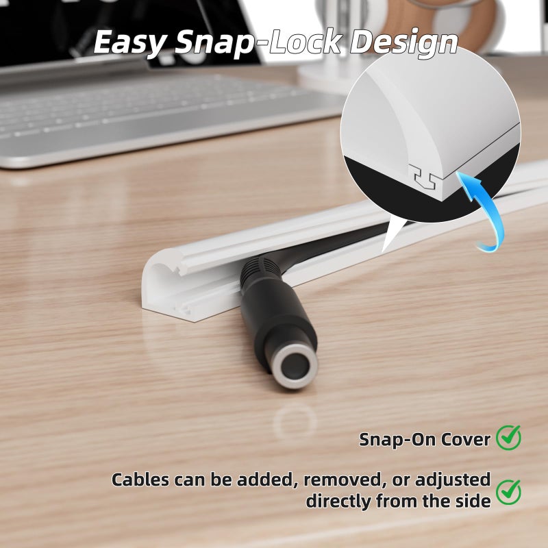 ESUFEIR Silicone Cord Hider Wall for 1 Cable,Side-Opening Cord Covers for Wire on Wall,Self-Adhesive Cable Hider Raceway,Small TV Wire Hider, Flexible MINI TV Cord Hider for Wall Mounted TV(39''-White) - Image 4