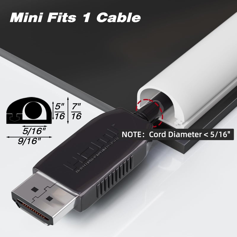 ESUFEIR Silicone Cord Hider Wall for 1 Cable,Side-Opening Cord Covers for Wire on Wall,Self-Adhesive Cable Hider Raceway,Small TV Wire Hider, Flexible MINI TV Cord Hider for Wall Mounted TV(39''-White) - Image 2