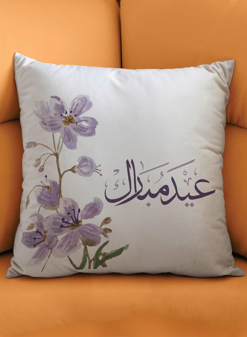 LOWHA Polyester Pillowcase Cushion Cover with Eid Mubarak with Flowers Design - Image 3