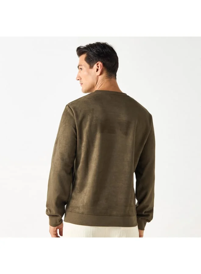 Iconic Iconic Solid Sweatshirt with Round Neck and Long Sleeves