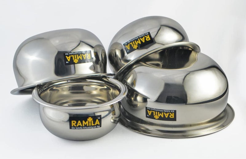 Ramila Brand Stainless Steel Handi Set Serving for Kitchen Cooking Steel Pot Vessels Set of 4 Pieces Capacity 15Liter 1Liter 075Liter 050Liter - Image 2