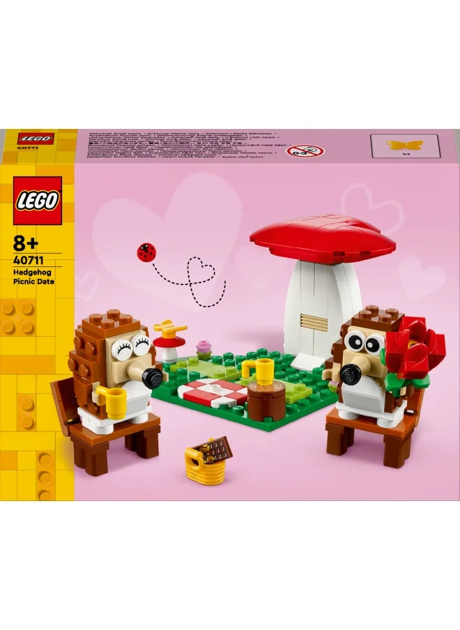 LEGO Hedgehog Picnic Date, Animal Toy Playset for 8 Plus Year Old Girls & Boys, Nature Building Set with Mushroom Model and 2 Figures, Birthday Gift for Kids Who Love Imaginative Play 40711 (166 pieces)