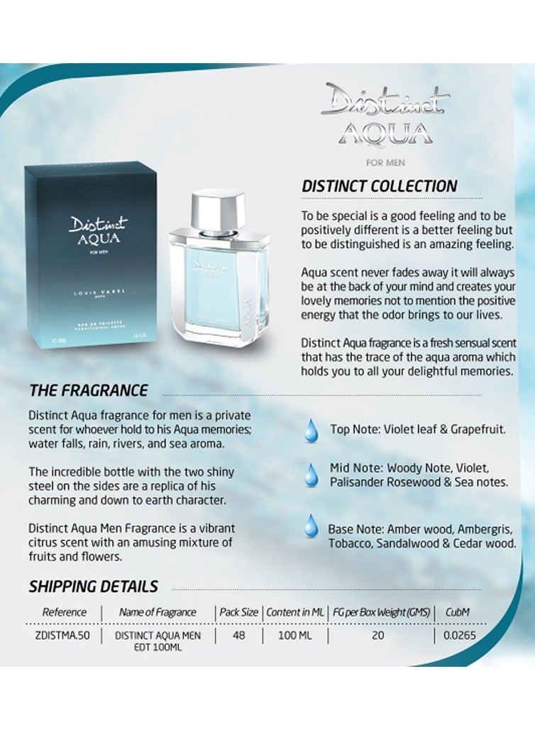 LOUIS VAREL Distinct Aqua EDT Men 100 ML - Image 4