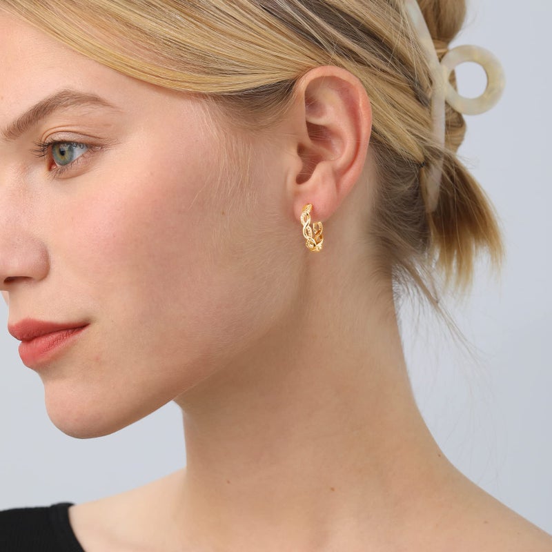 Senteria Twisted Hoop Earrings 14k Gold Plated Hoop Earrings for Women With AAAAA Cubic Zirconia Lightweight Hypoallergenic Hoops (20MM) - Image 3