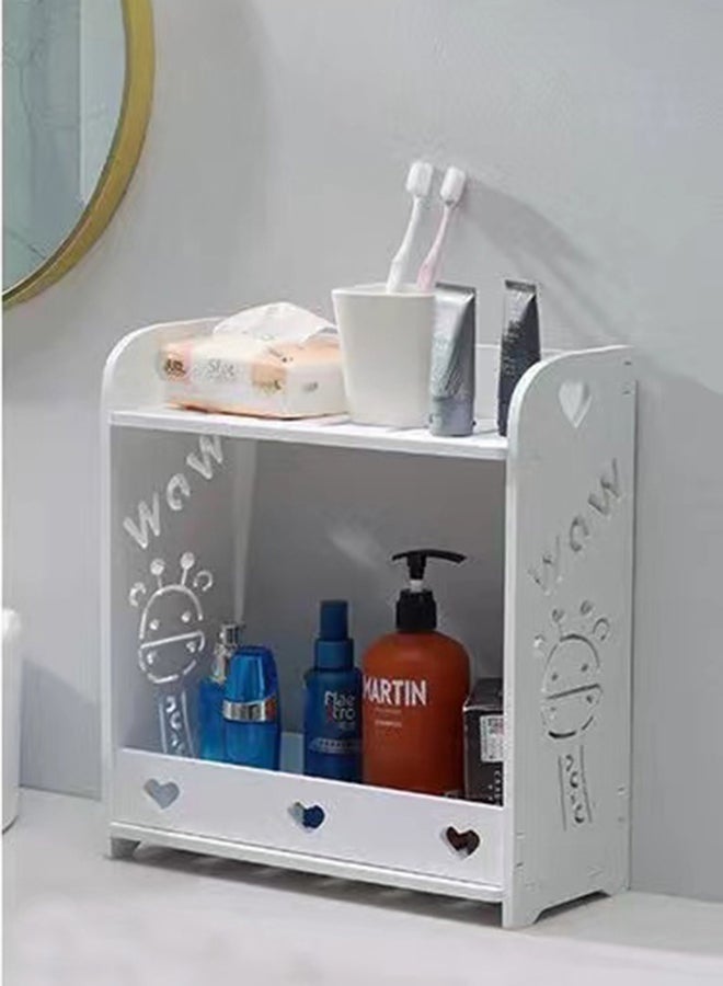 Pack of 3 pcs Bathroom Storage Shelf Rack White Multi-Layer Space Saving Bathroom Organizer Shelf for Toiletries, Cosmetics & Cleaning Supplies Durable Freestanding Storage Rack for Bathroom, Kitchen, Laundry Room & Home Organization 35x15x35 cm - Image 1