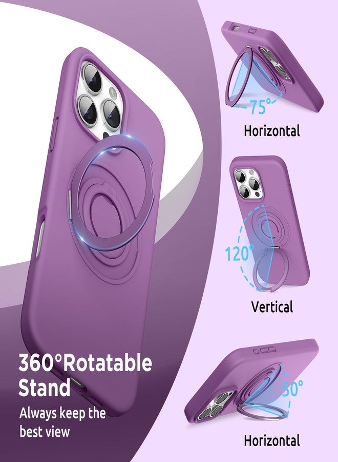 SURPHY for iPhone 16 Pro Max Case With Rotable Magnetic Ring Stand and Silicone Finger Ring Grip, Compatible with MagSafe, Slim Shockproof Phone Case for iPhone 16 Pro Max 6.9 Inch, Orchid Purple - Image 3