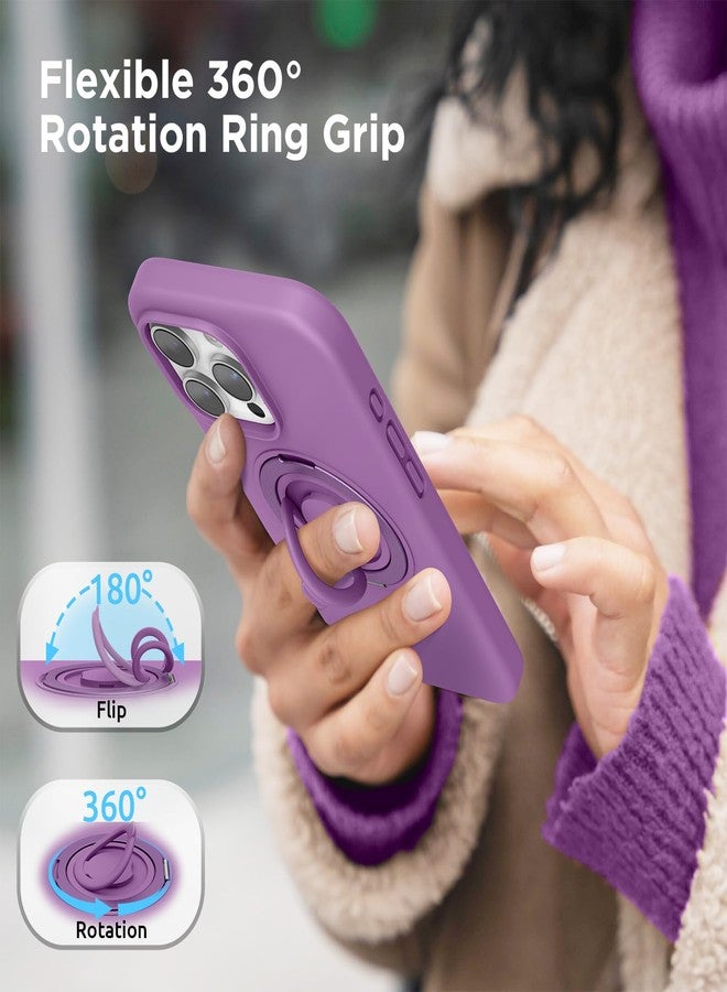 SURPHY for iPhone 16 Pro Max Case With Rotable Magnetic Ring Stand and Silicone Finger Ring Grip, Compatible with MagSafe, Slim Shockproof Phone Case for iPhone 16 Pro Max 6.9 Inch, Orchid Purple - Image 4