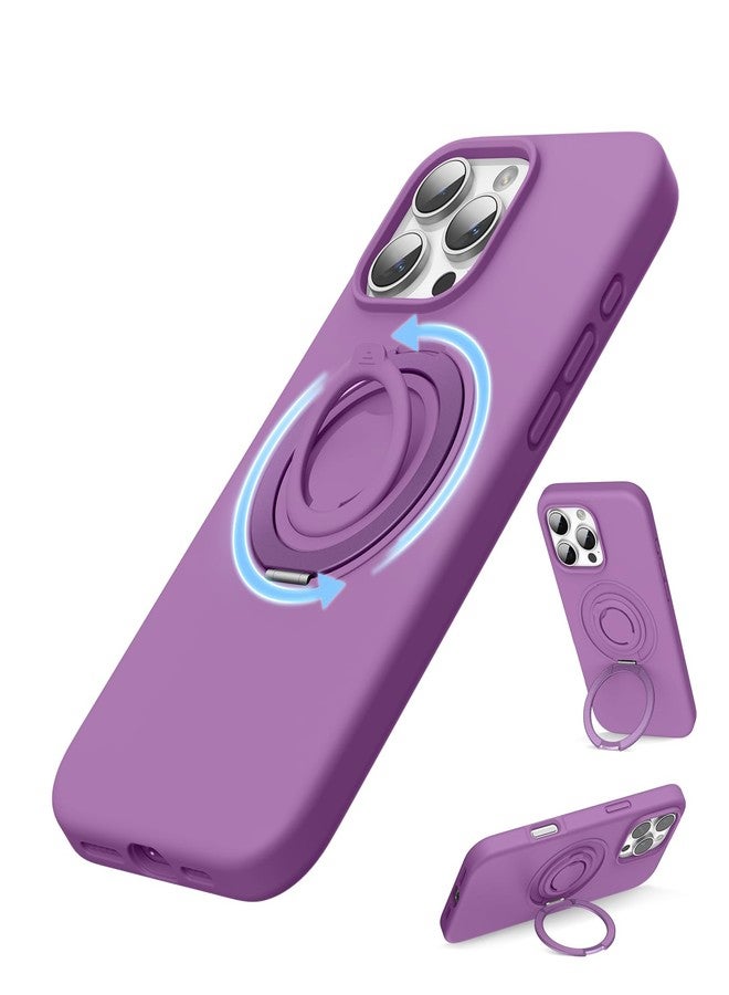 SURPHY for iPhone 16 Pro Max Case With Rotable Magnetic Ring Stand and Silicone Finger Ring Grip, Compatible with MagSafe, Slim Shockproof Phone Case for iPhone 16 Pro Max 6.9 Inch, Orchid Purple - Image 1