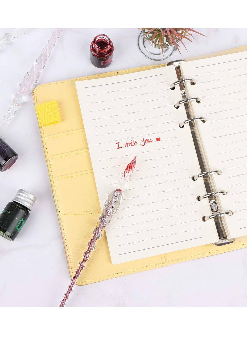 6 أقلام غمس زجاجية مصنوعة يدويًا عالية البورون بـ 6 ألوان أنيقة - تصميم خيط داخلي مبتكر للكتابة والرسم والتزيين والهدايا التجارية المثالية. - Image 3