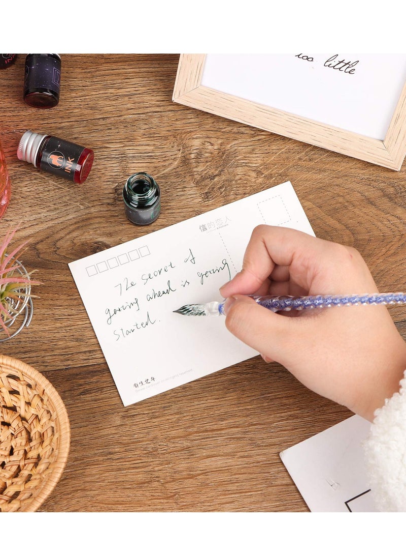 6 أقلام غمس زجاجية مصنوعة يدويًا عالية البورون بـ 6 ألوان أنيقة - تصميم خيط داخلي مبتكر للكتابة والرسم والتزيين والهدايا التجارية المثالية. - Image 2