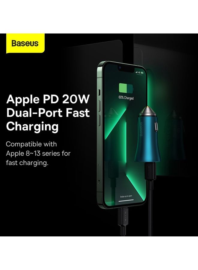 بيسوس شاحن سيارة سريع PD 40 وات، منافذ USB C مزدوجة، محول طاقة سيارة سريع الشحن لهواتف iPhone 14/iPhone 14 Pro/iPhone 14 Pro Max/13 Pro Max/13/12/11، iPad 9 الجديد، iPad mini 6 2021، Galaxy S22 والمزيد - Image 4