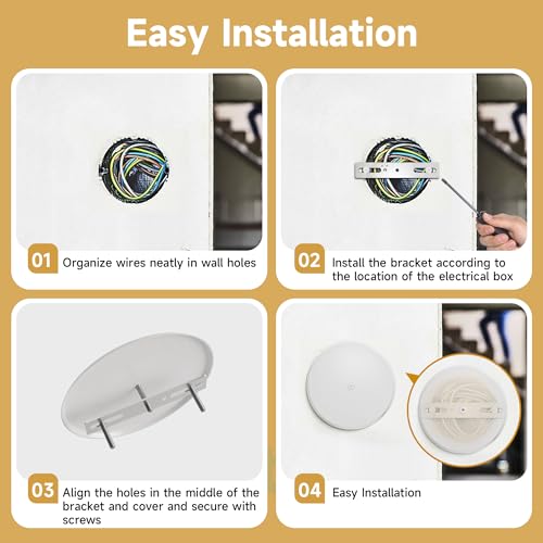 Gadgetzan Ceiling Cover Plate,5 Inch Metal Blank Wall Plate Fits 3-1/4" to 4" Round/Octagon Electrical Box Holes,Smoke Detector Cover Plate With Center Screws, Hole Spacing 1.75" to 3.5" (White-8 Pcs) - Image 4