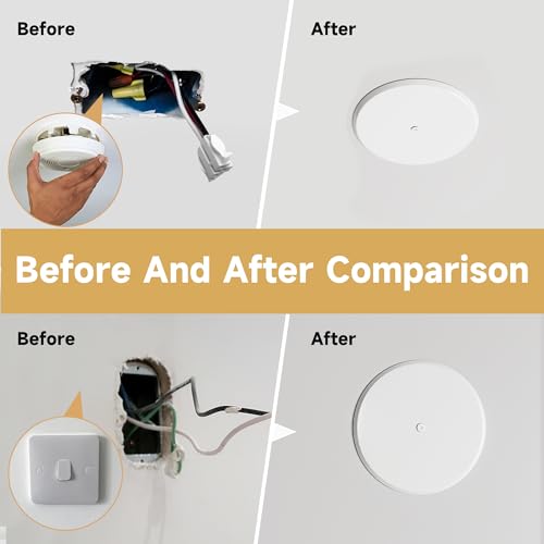 Gadgetzan Ceiling Cover Plate,5 Inch Metal Blank Wall Plate Fits 3-1/4" to 4" Round/Octagon Electrical Box Holes,Smoke Detector Cover Plate With Center Screws, Hole Spacing 1.75" to 3.5" (White-8 Pcs) - Image 5
