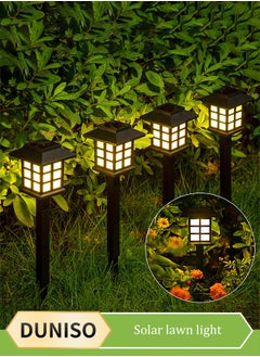 DUNISO 4 Pieces of Solar outdoor lights, LED landscape lights, waterproof and heat resistant, suitable for courtyards, parks, gardens, lawns, 15 * 3.3in, black  - Image 1