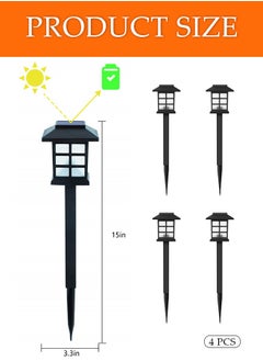 DUNISO 4 Pieces of Solar outdoor lights, LED landscape lights, waterproof and heat resistant, suitable for courtyards, parks, gardens, lawns, 15 * 3.3in, black  - Image 2