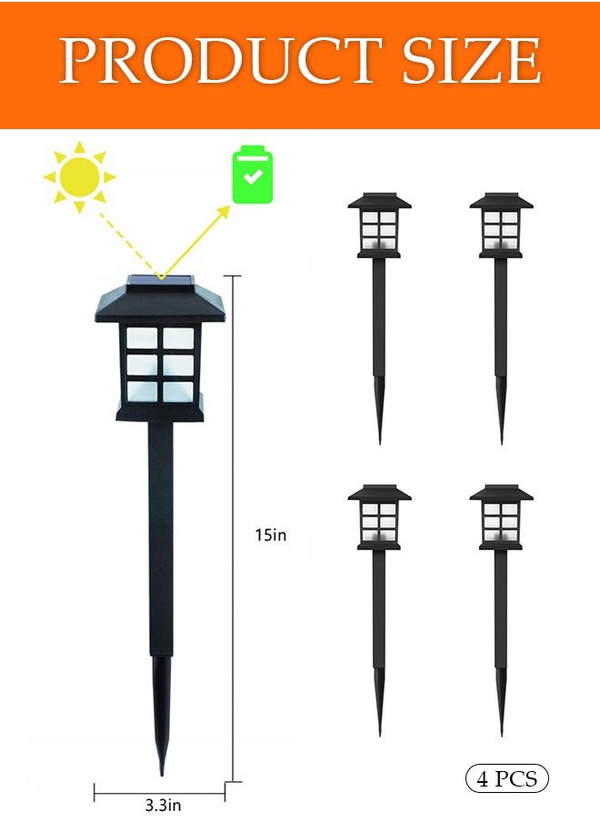 DUNISO 4 Pieces of Solar outdoor lights, LED landscape lights, waterproof and heat resistant, suitable for courtyards, parks, gardens, lawns, 15 * 3.3in, black  - Image 2