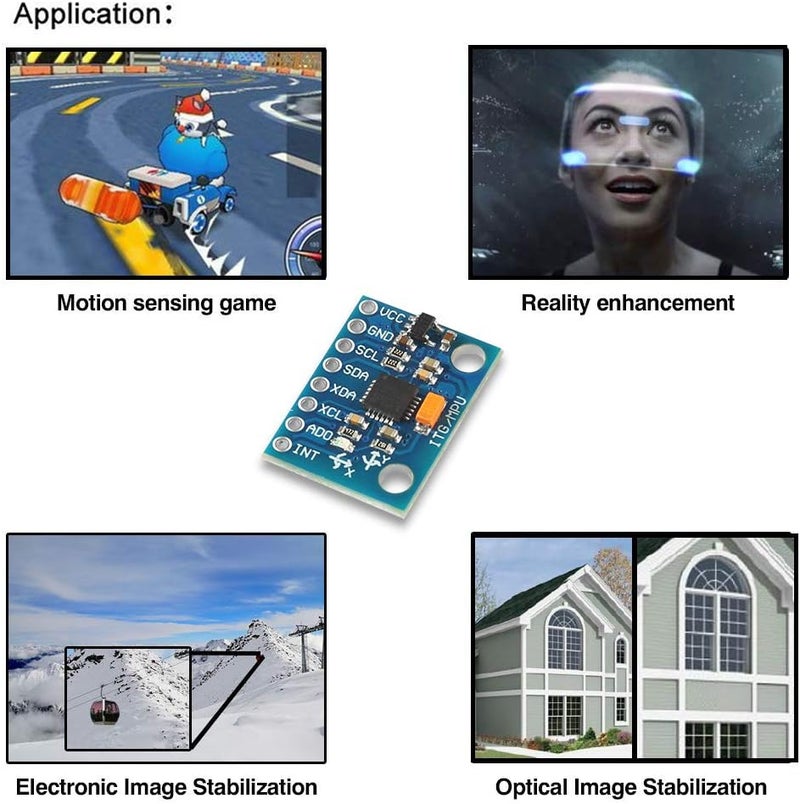 AiTrip 5 Pcs GY-521 MPU-6050 MPU6050 Module,6 DOF MPU-6050 3 Axis Accelerometer Gyroscope Sensor Module 16Bit AD Converter Data Output IIC I2C DIY Kit for Arduino (5PCS) - Image 5