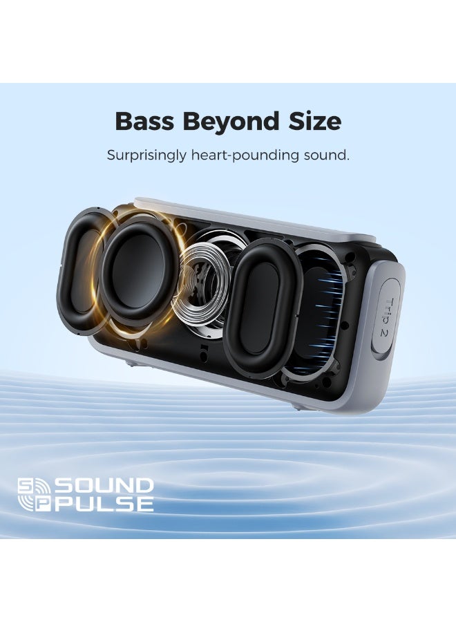 Tronsmart Trip 2 Portable Bluetooth Speaker, 10W Powerful Sound with Deep Bass, IPX7 Waterproof, 20 Hours Playtime, Bluetooth 5.3, Type-C Charging – Ideal for Outdoor, Travel & Beach (Black) - Image 2