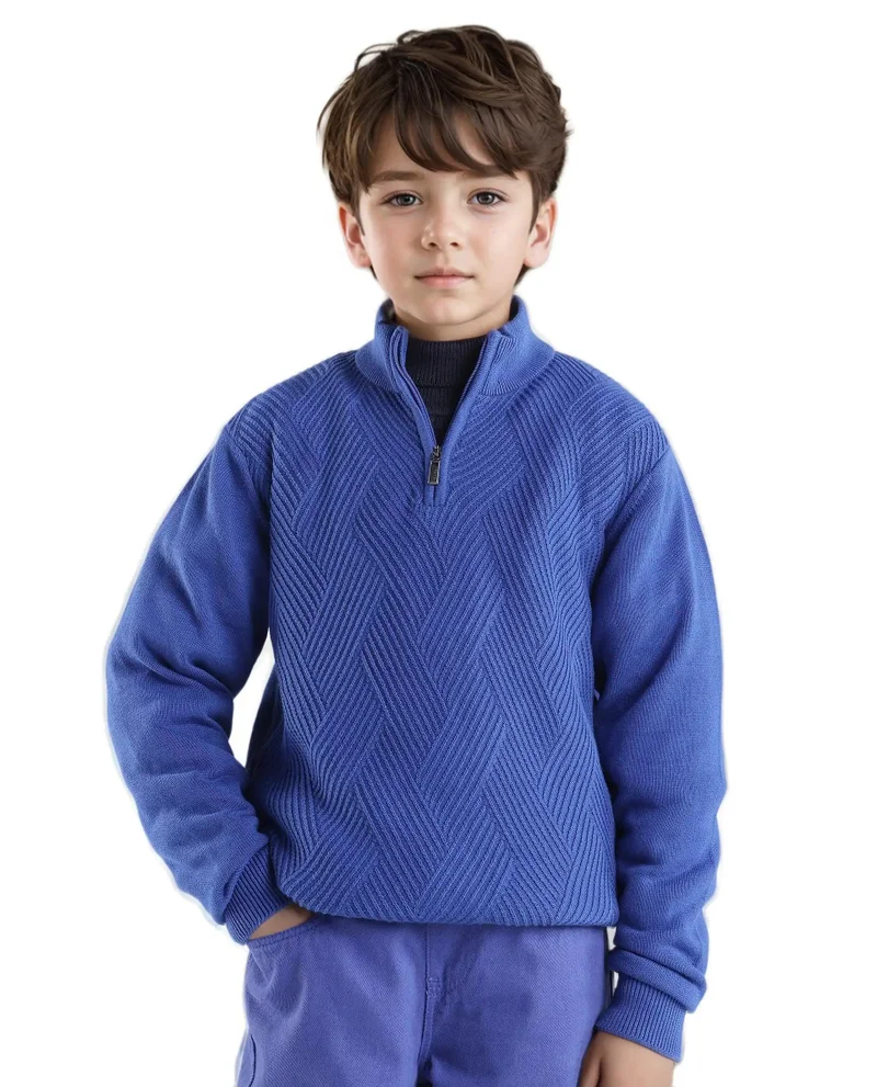 Rare Ones Rare Ones Kids Tron Blue Cotton Full Sleeve Zipper Regular Fit Sweater
