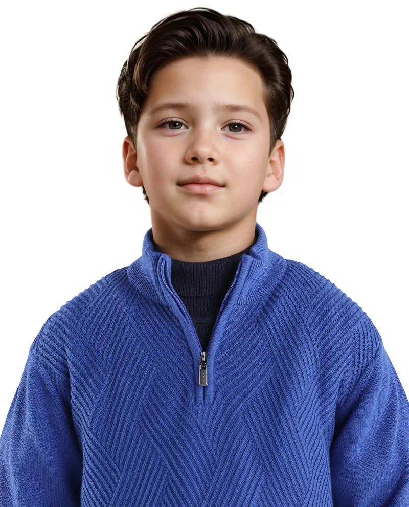 Rare Ones Rare Ones Kids Tron Blue Cotton Full Sleeve Zipper Regular Fit Sweater